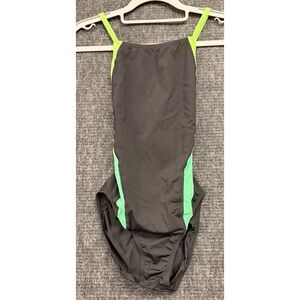Speedo Endurance+ Women's One Piece Swimsuit Black Green Size 30